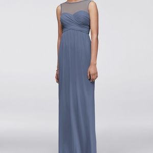 Long mesh dress with illusion sweetheart neckline